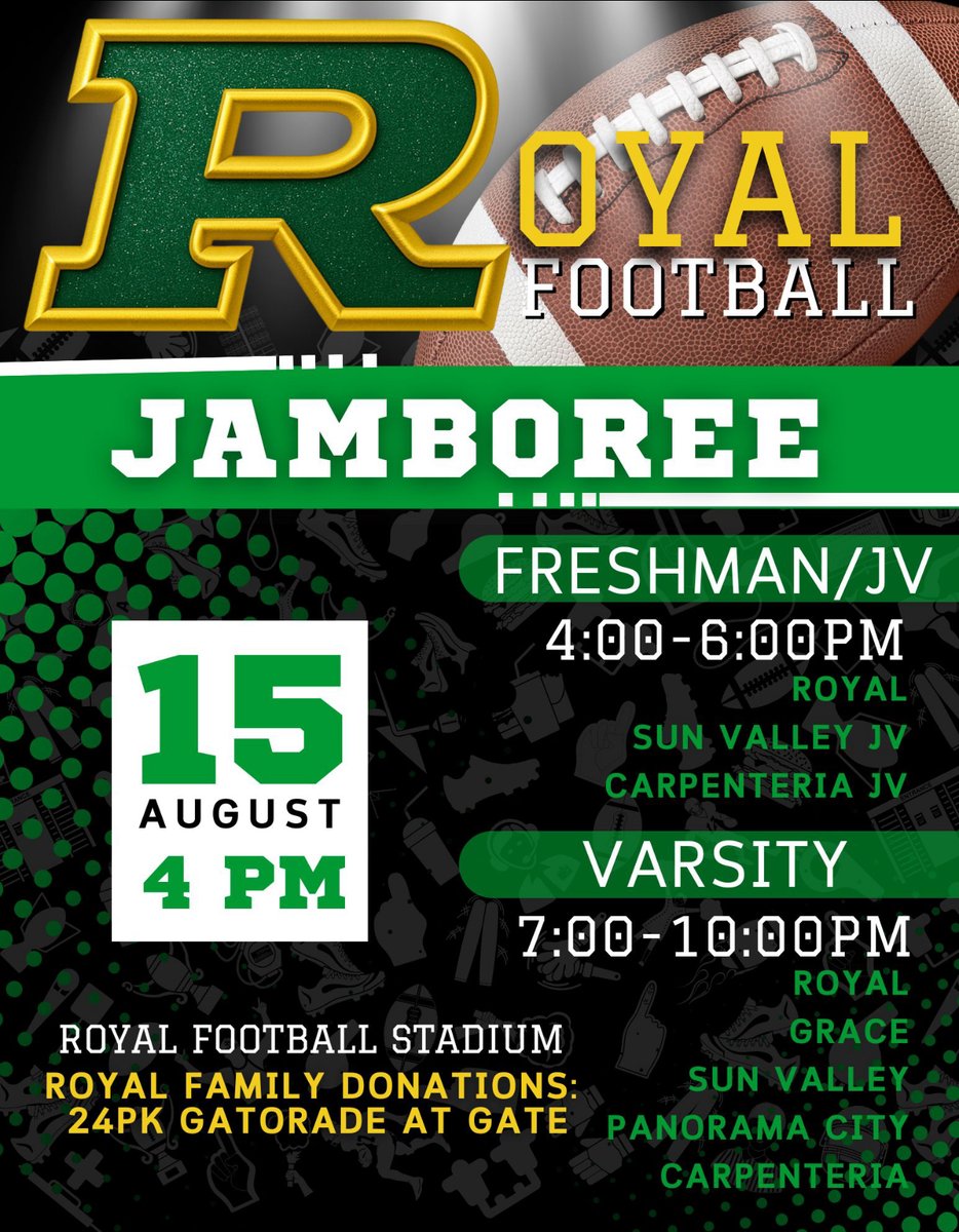 FootballRHS's tweet photo. 📷 Royal Jamboree – Season Kickoff This Friday! 📷
Join us this Friday, August 15 at Highlander Stadium for the official start of our football season – the Royal Jamboree! https://t.co/ytCn3YZRWU