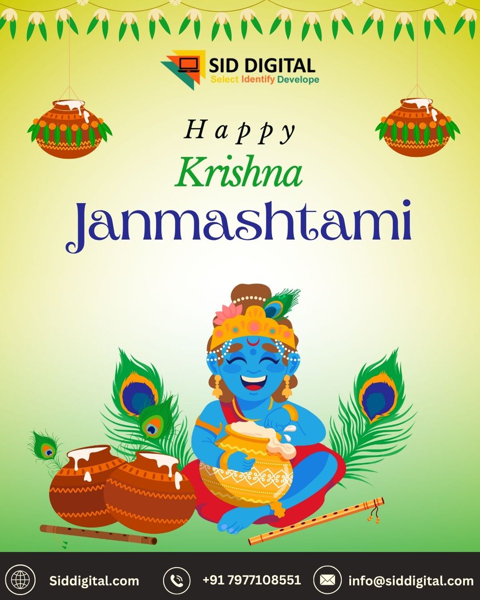 Siddigital9211's tweet image. Happy Krishna Janmashtami! 
On this divine day, may the blessings of Lord Krishna fill your life with love, joy, and prosperity.
🙏 Wishing you a blissful Janmashtami filled with devotion and spiritual serenity.
#HappyJanmashtami #KrishnaJanmashtami  #siddigital