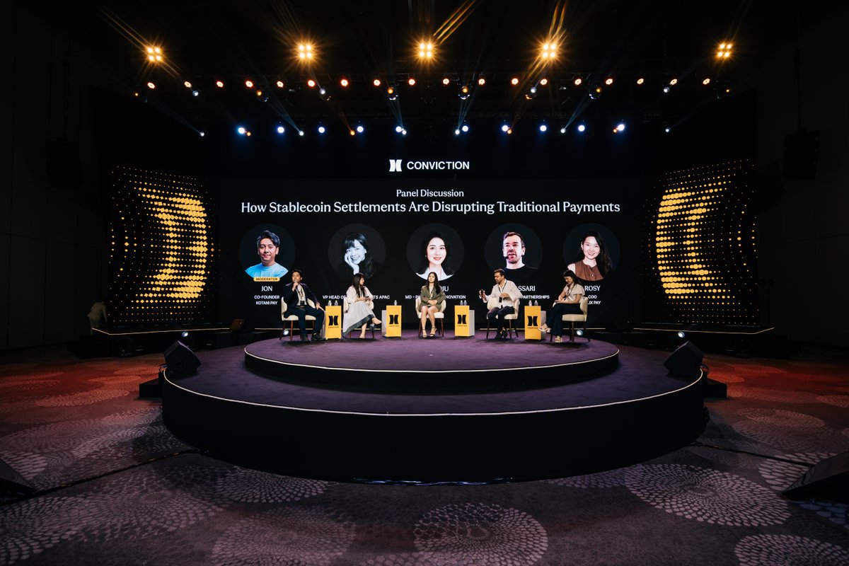 DCS_DeCard's tweet photo. Over the weekend, our MD of Payments & Innovation @ElsaaaQiu took the stage at @Convictionvn in Ho Chi Minh City for a discussion on how stablecoin settlement is disrupting traditional payments.

Joined by @Nuvei’s Alice Truong, @AEON_Community’s @mkmassari, @AliXPayGlobal’s Rosy, and moderator @kotanipay’s Jonathan Morgan, the panel examined the evolution of stablecoins from niche trading tools to drivers of global commerce.

We loved being part of the conversation and swapping ideas with so many bright minds. Here’s to building a faster, smarter, and more connected financial ecosystem 👊👊