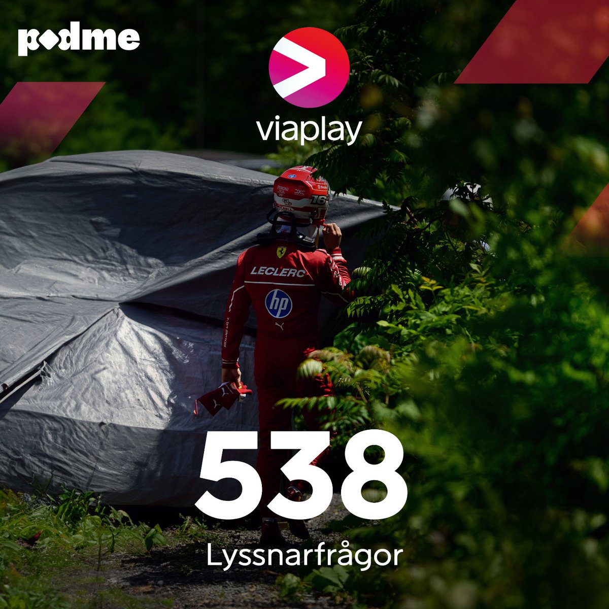 NYTT AVSNITT PÅ PODME PREMIUM
538. Lyssnarfrågor

Vilka kör för Cadillac nästa år? Hur länge orkar Charles Leclerc egentligen med Ferrari? Hur blöt blir man som förare under ett regnrace? Och har Rafael Camara kört om Dino Beganovic i Ferrari Driver Academy?
I veckans avsnitt tar