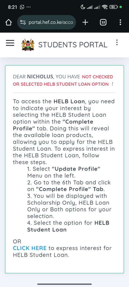 cfcbrief's tweet photo. @HELBpage @HELBpage mbona portal yangu inaiambia hivi na already nilikuwa nishaapply kitambo na nikapata hizo zingine but hii mwaka mnasema sijaapply https://t.co/dkNEyTVKUr