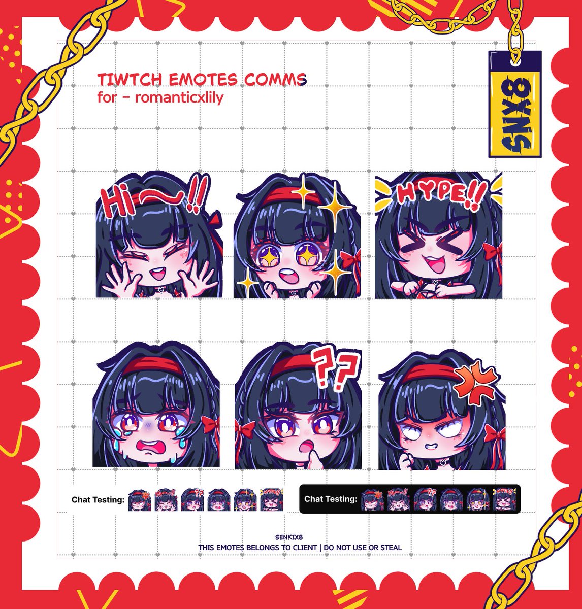 senkix8's tweet photo. Twitch Emotes for @romanticxlily 

Thankyou so much for trusting me to work on your amazing request ~! 
#commissions #twitchemotes #emotescomms https://t.co/SPaxMQvvrz