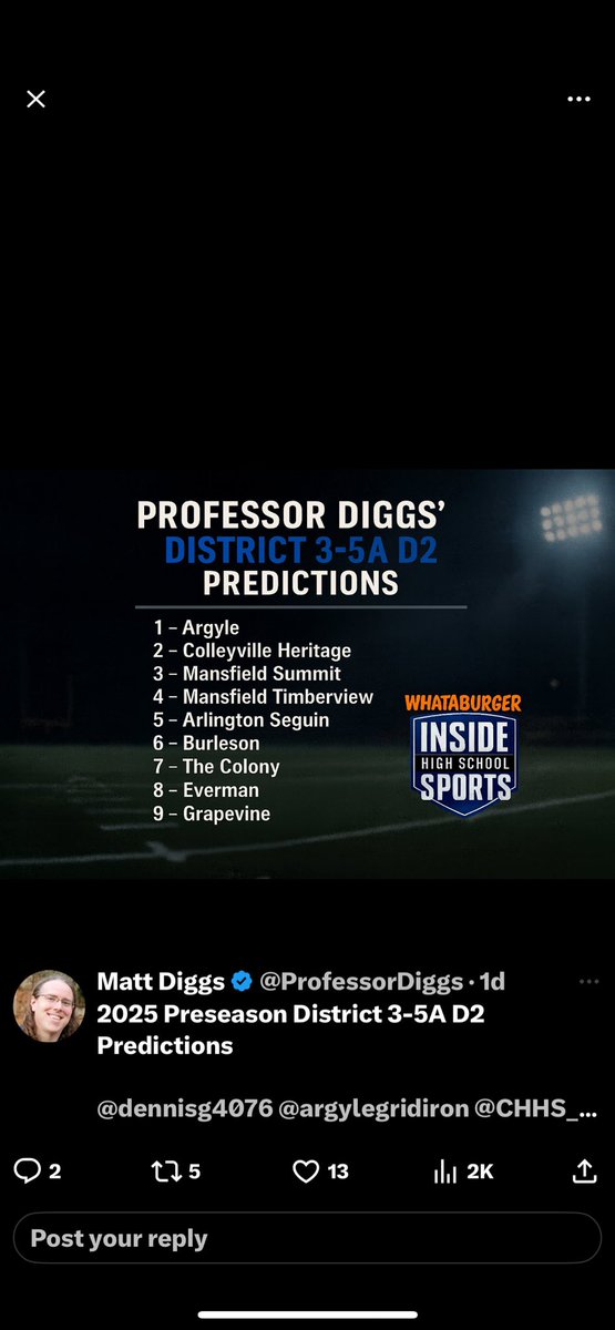 Dennis Gebhart (@dennisg4076) on Twitter photo <a href="/argylegridiron/">Argyle Football</a> <a href="/ArgyleISD/">Argyle ISD</a> <a href="/MikeLeslieWFAA/">Mike Leslie</a> <a href="/dctf/">Dave Campbell's — TexasFootball.com</a> <a href="/ProfessorDiggs/">Matt Diggs</a> <a href="/jmc_fam/">Jeremy mc</a> <a href="/JohnFields0/">John Fields</a> <a href="/DFWGRIDIRON/">DFW GRIDIRON CLASSIC</a> <a href="/ihss_dfw/">DFW Inside High School Sports</a> NOBODY Does Football Like Argyle! 👍🏼🏈🔥🦅😎 <a href="/argylegridiron/">Argyle Football</a> <a href="/ArgyleISD/">Argyle ISD</a> <a href="/MikeLeslieWFAA/">Mike Leslie</a> <a href="/dctf/">Dave Campbell's — TexasFootball.com</a> <a href="/ProfessorDiggs/">Matt Diggs</a> <a href="/jmc_fam/">Jeremy mc</a> <a href="/JohnFields0/">John Fields</a> <a href="/DFWGRIDIRON/">DFW GRIDIRON CLASSIC</a> <a href="/ihss_dfw/">DFW Inside High School Sports</a> NOBODY Does Football Like Argyle! 👍🏼🏈🔥🦅😎