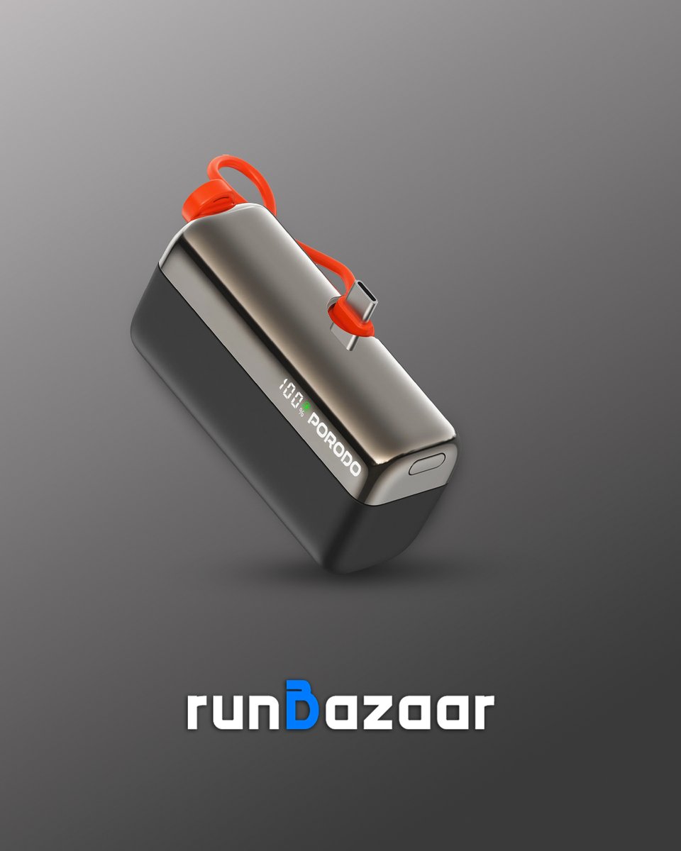 RunBazaar's tweet photo. Charge on the go with the Porodo Pocket Volt 10000mAh Power Bank 🔋
⚡ Fast 22.5W USB-C & 20W Lightning outputs for quick charging
📱 Digital display shows battery percentage for easy tracking
🌟 Compact, lightweight, and travel-friendly design
🔋 10000mAh capacity to keep your devices powered all day
Perfect for commuting, travel, or on-the-go use!

⚡ Buy now and enjoy:
🚚 Same Day & Night Delivery
🛡️ 2 Years Guarantee
🔁 45 Days Returnable

📱IOS App Link: https://t.co/b6SsXVWX3h
📱Android App Link: https://t.co/xkqdIdLr9P
📍 Shop now: https://t.co/EXK2FbGlHx
🌐 Website: https://t.co/tniix2nUFY
📞 For inquiries: +971 800767636
✉️ info@runbazaar.com