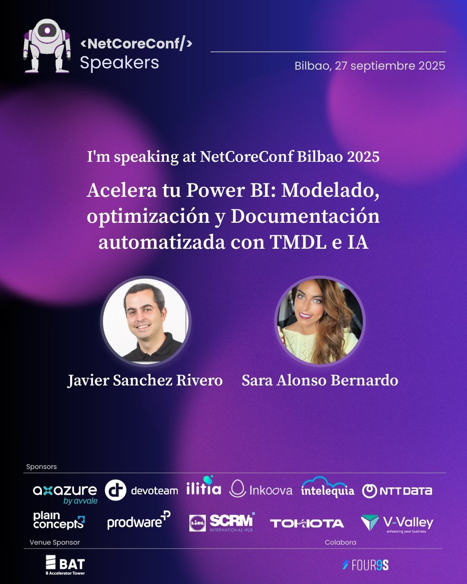 ¡Entradas disponibles! 🎟️ Sara Alonso y Javier Sanchez te enseñan a acelerar Power BI con TMDL, ChatGPT y Power Automate: medidas, optimización y docs automáticas para dedicarte a lo que importa: el análisis.
#PowerBI #Automatización #IA