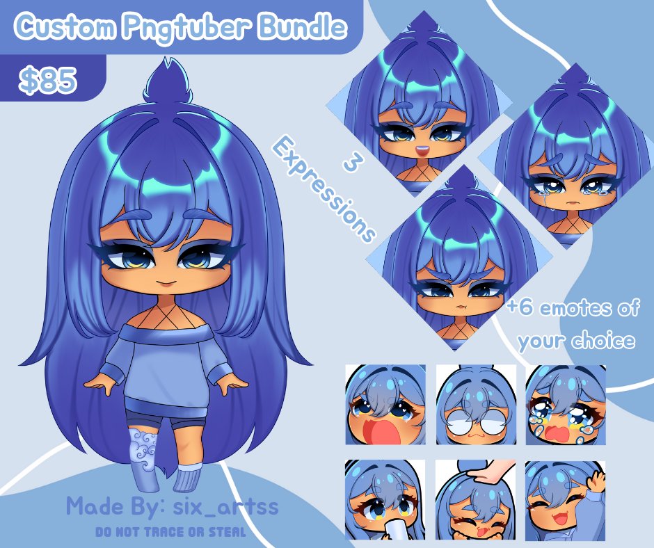 six_artss's tweet image. Custom Pngtuber Bundle is now available on Vgen! 
Vgen Link: vgen.co/six_artss

💙Rts are very much appreciated!