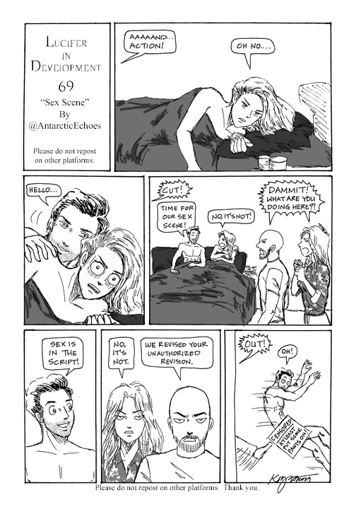 Hi everyone! This is the last #flashback, I promise! Here is #LuciferInDevelopmentComics no. 69.  I just wanted to show the conclusion of Dorky Luci's revision to the script.😅😅😅 New comics start up again on Friday! Thank you so much! 🥰🥰🥰💖💖💖💖💖 #LuciferNetflix #Lucifer