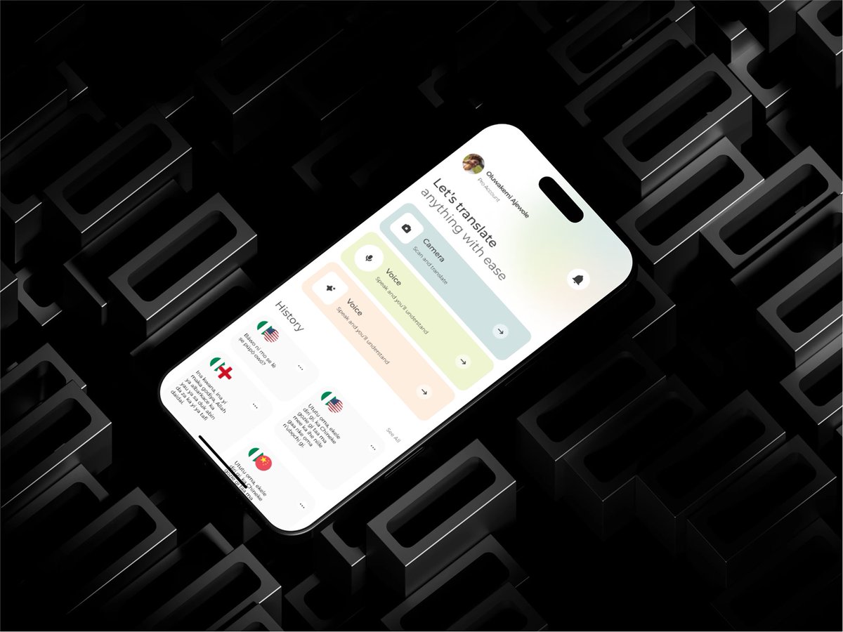 Redmix_designs's tweet photo. It was fun designing this home
Page for an Ai translator App, really solves a lot of User problem when it come to talking to natives in Nigeria and having an effective communication.
No barriers nowwww😀😀😀 #PWJCommunity #jolomidesigns #jolomiomadeli #UIDesign #solution https://t.co/RKaGyqUMZf