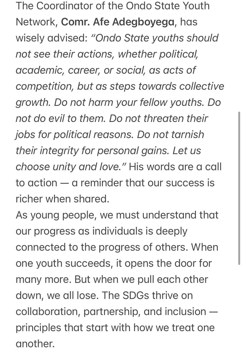 OSYNetwork's tweet image. Happy International Youth Day, Ondo State! 🌍💪

This year’s theme — “Local Youth Actions for the SDGs and Beyond” reminds us that real change starts here at home. Every positive step you take in politics, academics, career, or social life brings us closer to a better Ondo State