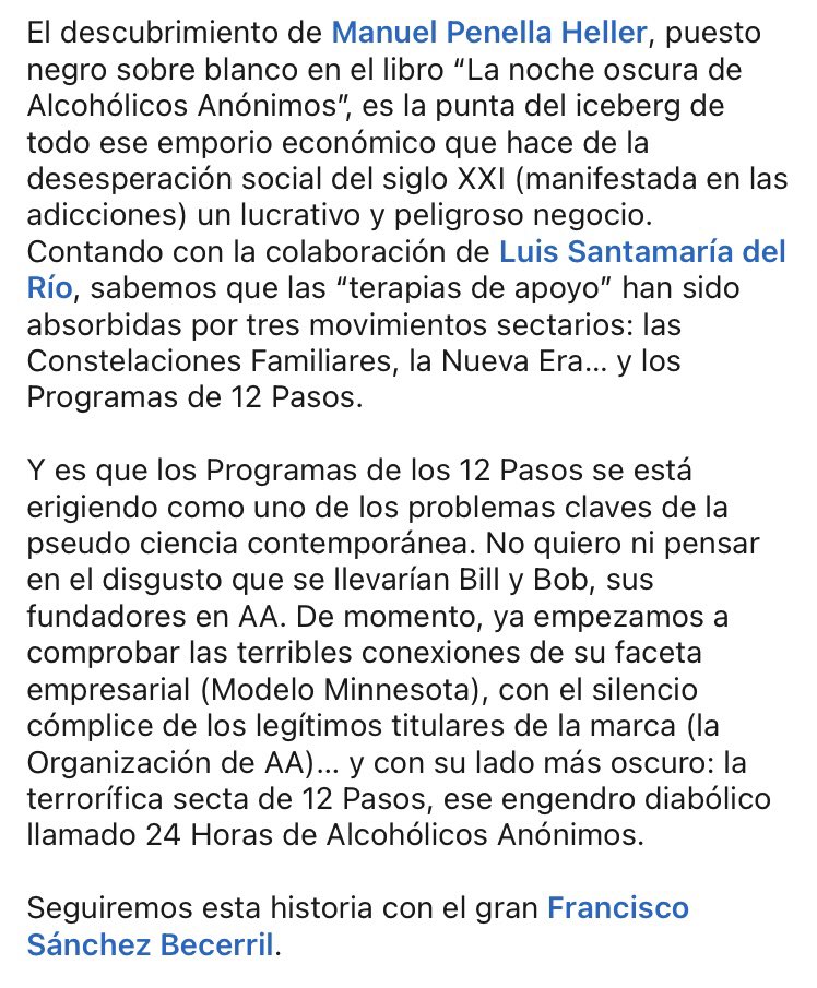 luislabarga's tweet photo. @fransanchezbe pone en jaque en @elconfidencial la figura clave del Modelo Minnesota: el โterapeuta de adiccionesโ. Escรกndalo en el mundo de la Psicoterapia. #adicciones #psicologia #alcohol #canicule #depremoldu #feynac #lgdmot #modelominnesota #obdk #ALERTA #deprem #drogas https://t.co/vmmiwvTcZQ
