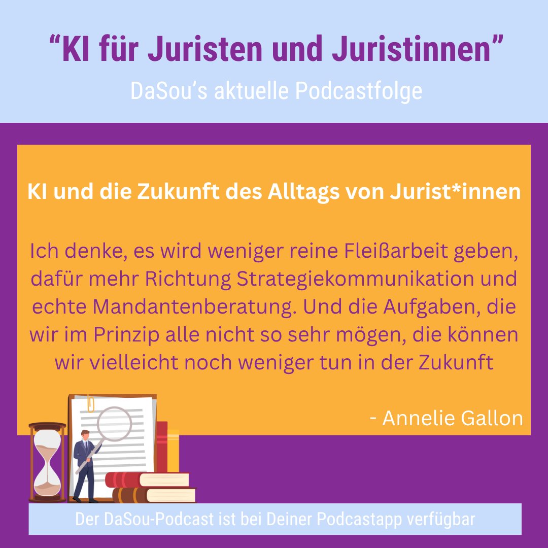 Prompt Engineering, Legal Tech Hacks &amp; KI-Sparring:
Die neue Podcastfolge von DaSou zeigt, wie du KI in deiner juristischen Arbeit sinnvoll einsetzt – ohne die Kontrolle zu verlieren.

Jetzt in deiner Lieblings-Podcast-App hören oder gleich hier ae2onc.podcaster.de/download/44_Da…. 🎧