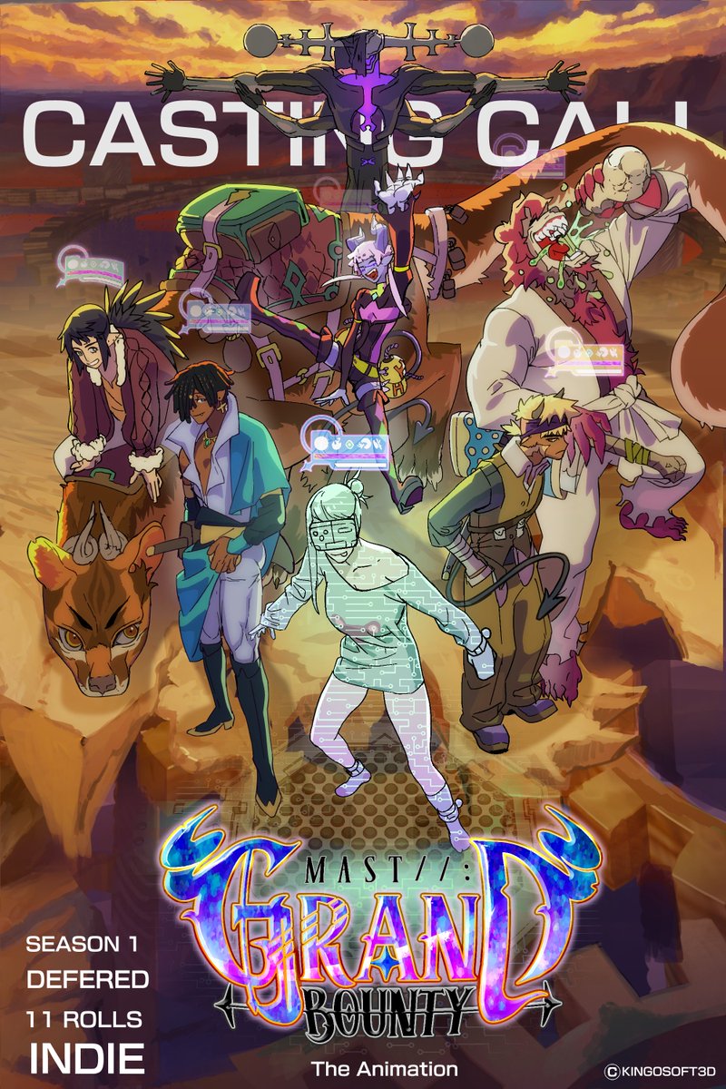 MAST: GRAND BOUNTY is an indie animated series following a laid-off woman who decides, instead of getting another job, she’ll enter a 50M$  VR MMO competition!  Players of MAST ONLINE compete to change their lives, using everything they have! For the GRAND BOUNTY!  CASTING CALL