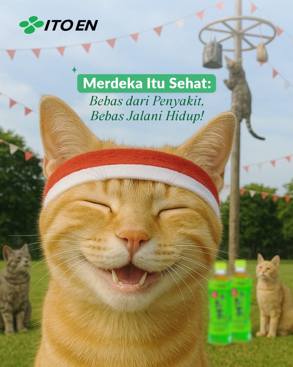 ITOENIndonesia's tweet photo. Merdeka itu Hidup Sehat
Kemerdekaan tak hanya berarti lepas dari penjajahan, tapi juga bebas dari penyakit yang sebenarnya bisa dicegah.
Maka, mari rayakan kemerdekaan dengan menjaga tubuh tetap bugar.
Bagaimana cara sederhana untuk hidup sehat?
#ITOENIndonesia #OiOcha #Hojicha #Koicha #JasmineTea #OolongTea #BarleyTea #MerdekaIndonesia #KemerdekaanIndonesia #DirgahayuIndonesia #IndonsiaMaju #TehHijau