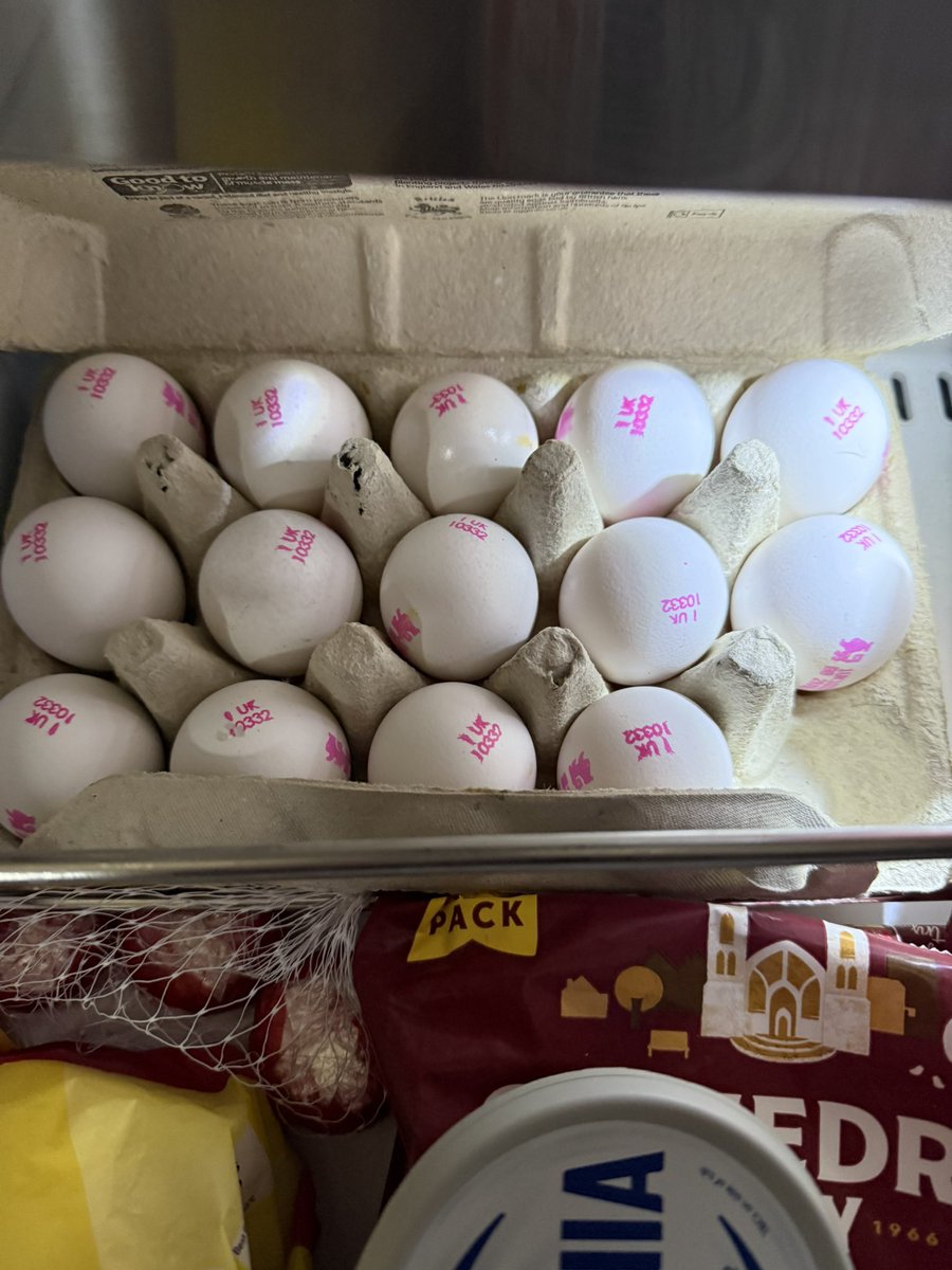 Well that was unexpected on opening the box of eggs this morning! Have never had white eggs before…
