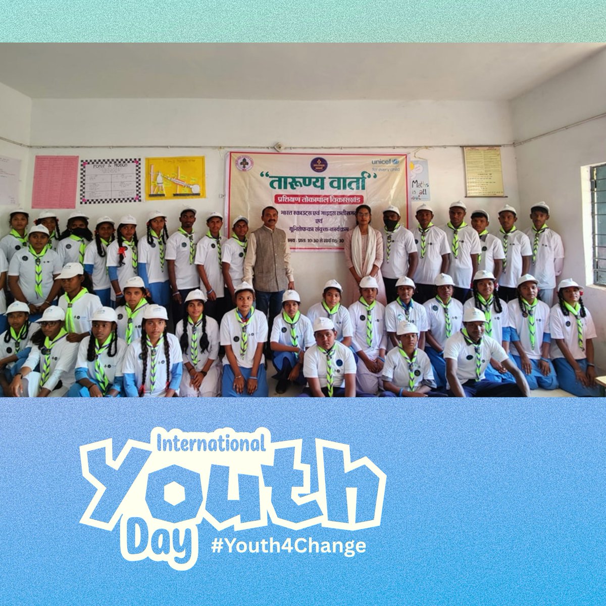 With discipline &amp; service at their core, #ScoutsAndGuides in Chhattisgarh join UNICEF to spread child rights, disaster safety &amp; environmental action.
#youthday2025  #Youth4Change