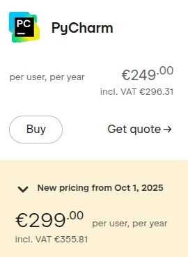 Mmh... JetBrains increased the prices by 20% 🤯

I love their tools and every developer in my company is using them (they can pick whatever they want!). It's not that the new price is too high. But a 20% increase is a lot.

Maybe I should go back to #vim after 15 years abstinence