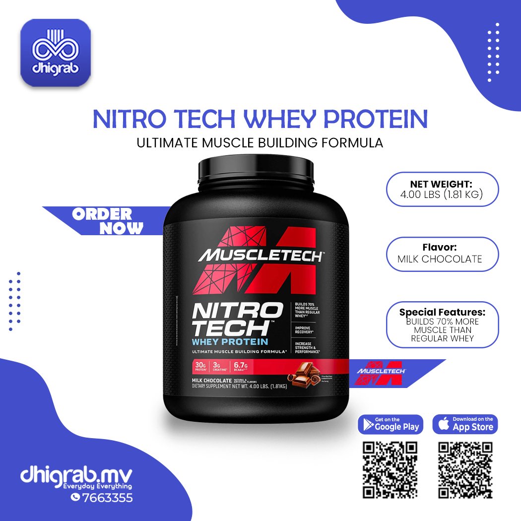 dhigrab's tweet image. 💪🔥 MuscleTech NitroTech Ripped – Lean muscle, fat-burning &amp;amp; energy boost in one!   

Order from Iron Nutrition on Dhigrab. 🚗💨 

#Dhigrab #IronNutrition #MuscleTech #NitroTechRipped #FitnessFuel