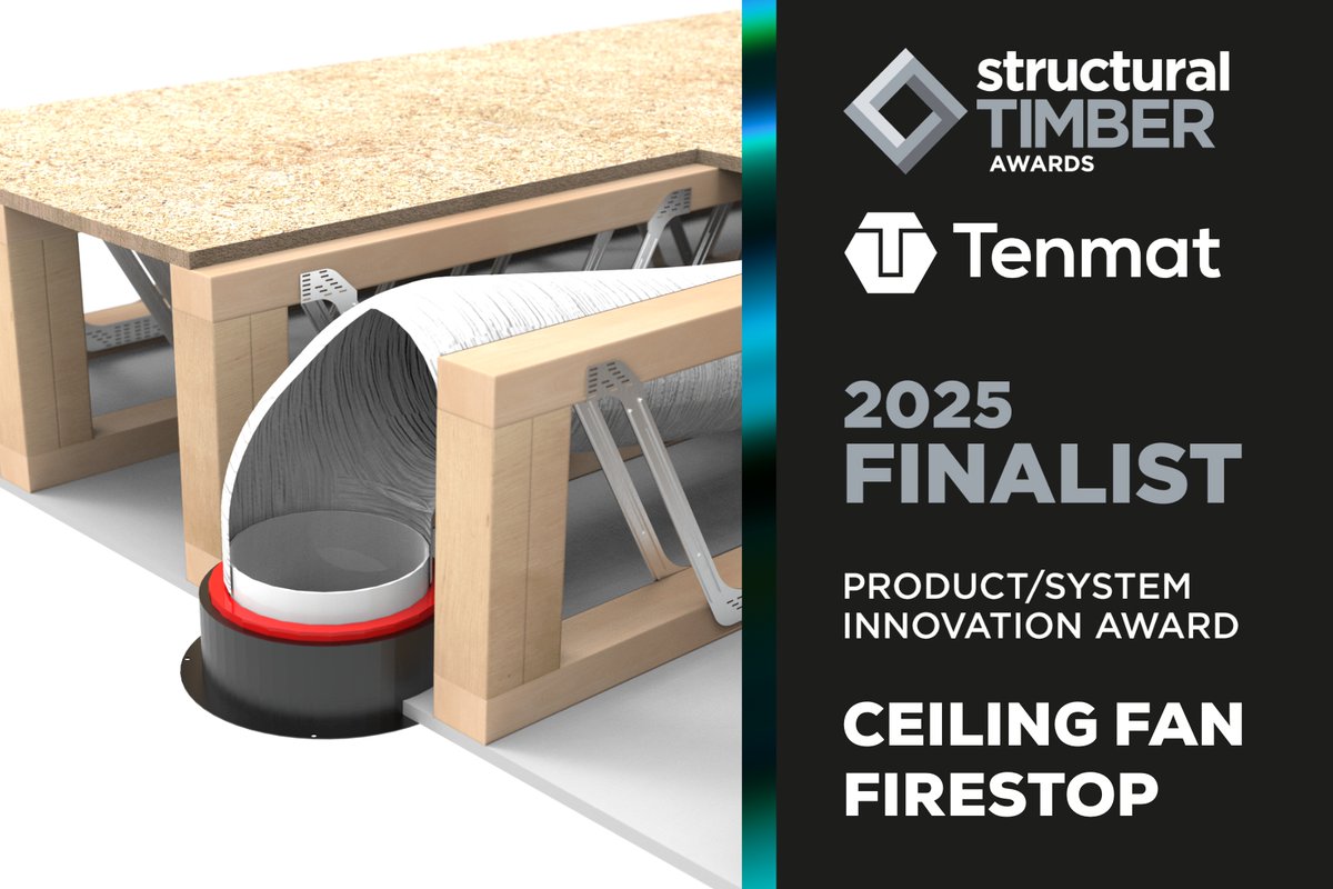 🎉 We’re thrilled to be finalists in the #StructuralTimberAwards for our Ceiling Fan Firestop - a game-changing solution restoring fire integrity in timber floors.

Innovation in fire safety, built for timber. 🔥🏠
#FireProtection #TimberTech #ConstructionInnovation #Tenmat