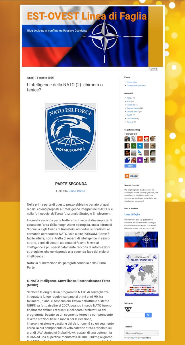 DefendDemo_JJ's tweet image. Buongiorno amici.
La seconda parte di L&apos;Intelligence della NATO è disponibile su lineadifaglia.blogspot.com

Questa volta parleremo degli AWACS e dei droni Phoenix, compresi quelli di Trapani Birgi e Sigonella.

lineadifaglia.blogspot.com/2025/08/lintel…