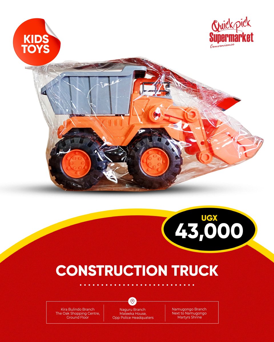 u_quickpick's tweet photo. Explore our wide selection of toys for all kids🤗🤗. From dolls to trucks and everything in between, we've got the perfect playtime companion for your little one.
#quickpicksupermarketsug 
#quickpickkirabulindo 
#QuickPickNaguru 
#quickpicknamugongo 
#kidstoys https://t.co/QcST41dg0H
