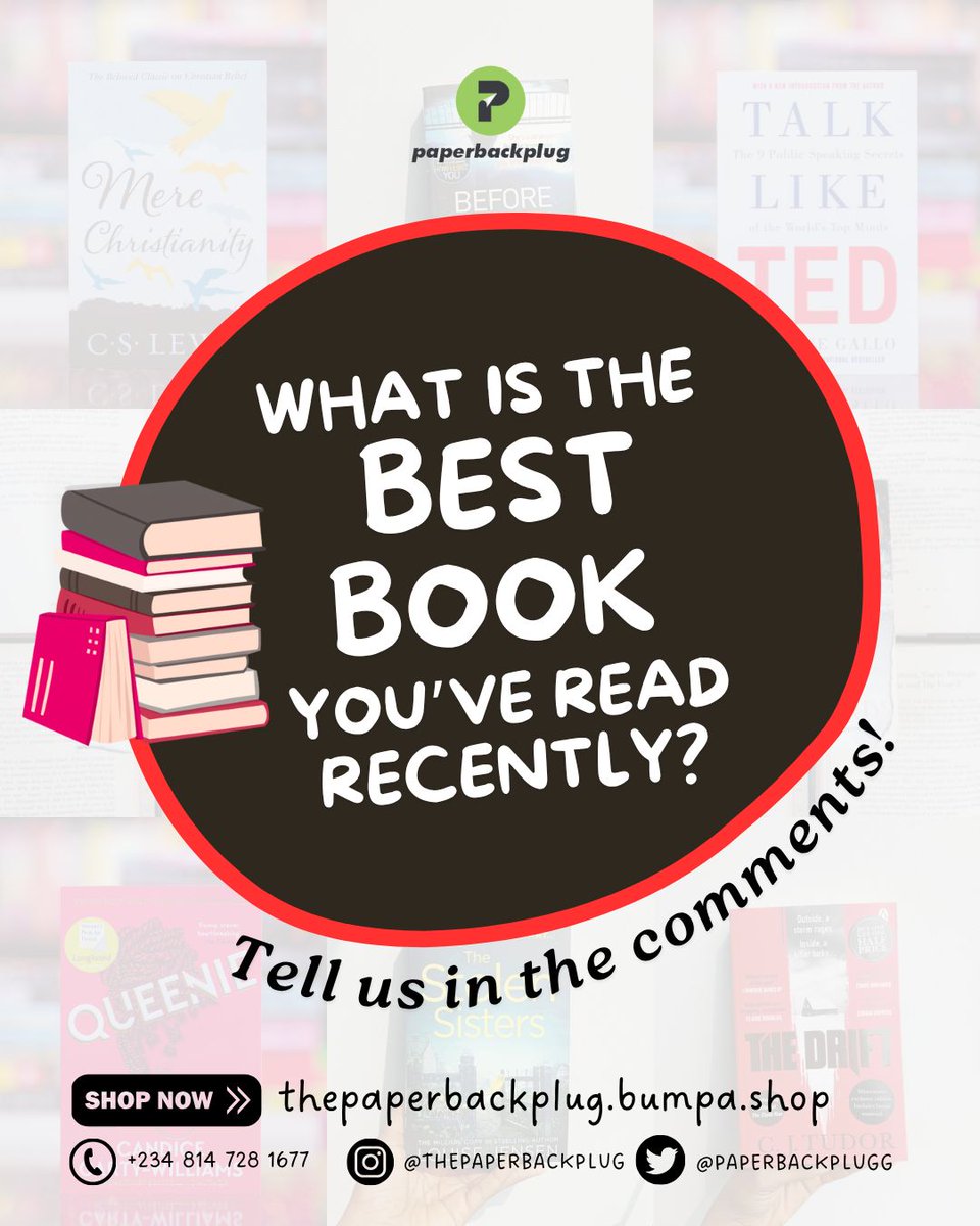 paperbackplugg's tweet photo. Drop your answer in the comments⬇️
It could be the one that made you laugh, cry, or stay up way too late?👀
You might just inspire someone’s next great read!

🛒 Shop your next favourite read on the website and save ₦1,000 on every book: https://t.co/10C4RsZ6Jd https://t.co/MCuO9n0TGM