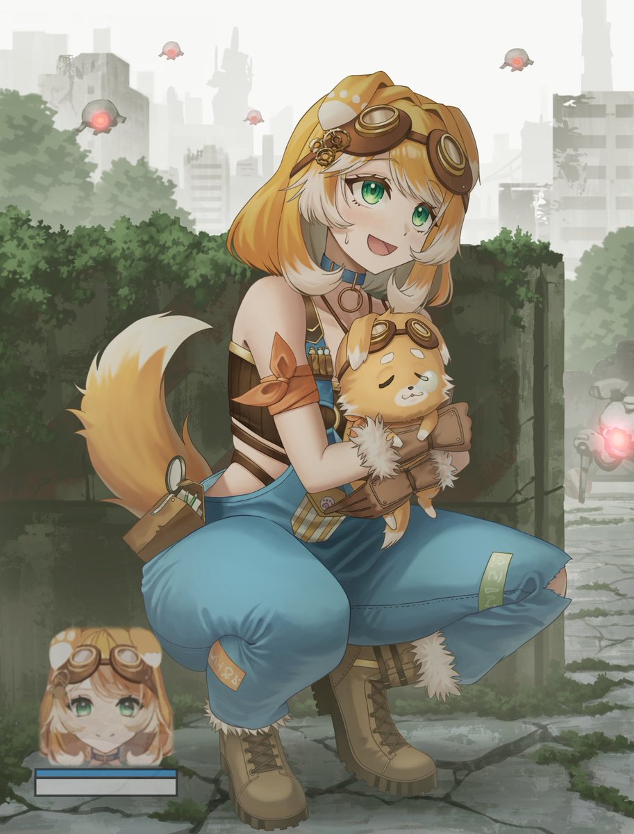 gerumani555's tweet photo. 「・・・・・？？？？」🐶

Bonnie, Suddenly Transported into the World of NIKKE

(This was drawn before her new outfit reveal, so it’s a NIKKE-style illustration of her in her regular outfit, haha😂.)

(1/2)       #Bonnillust https://t.co/ow9hci2awJ