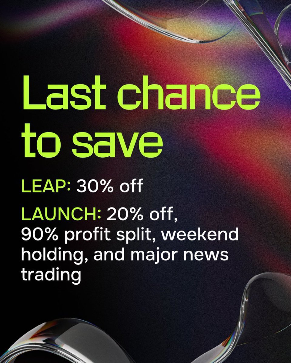 🚨 Few HOURS left  🚨
⚓ LEAP – 30% OFF
🌊 LAUNCH – 20% OFF + 90% split, weekend holding &amp; news trading on <a href="/InstantFunding_/">Instant Funding</a> 

The ship sails on time

No late passengers