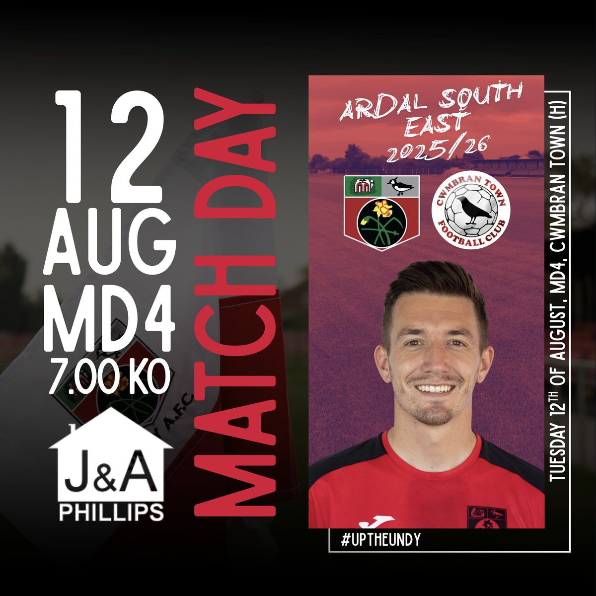 UndyAFC's tweet photo. MATCH DAY!

🏆: @ArdalSouthern MD4
⚪️: @CwmbranTown 
⏰: 7:00PM KO!
🏟️: The Causeway!  

🔴⚫️

#UpTheUndy https://t.co/Zl5QeNKXt4