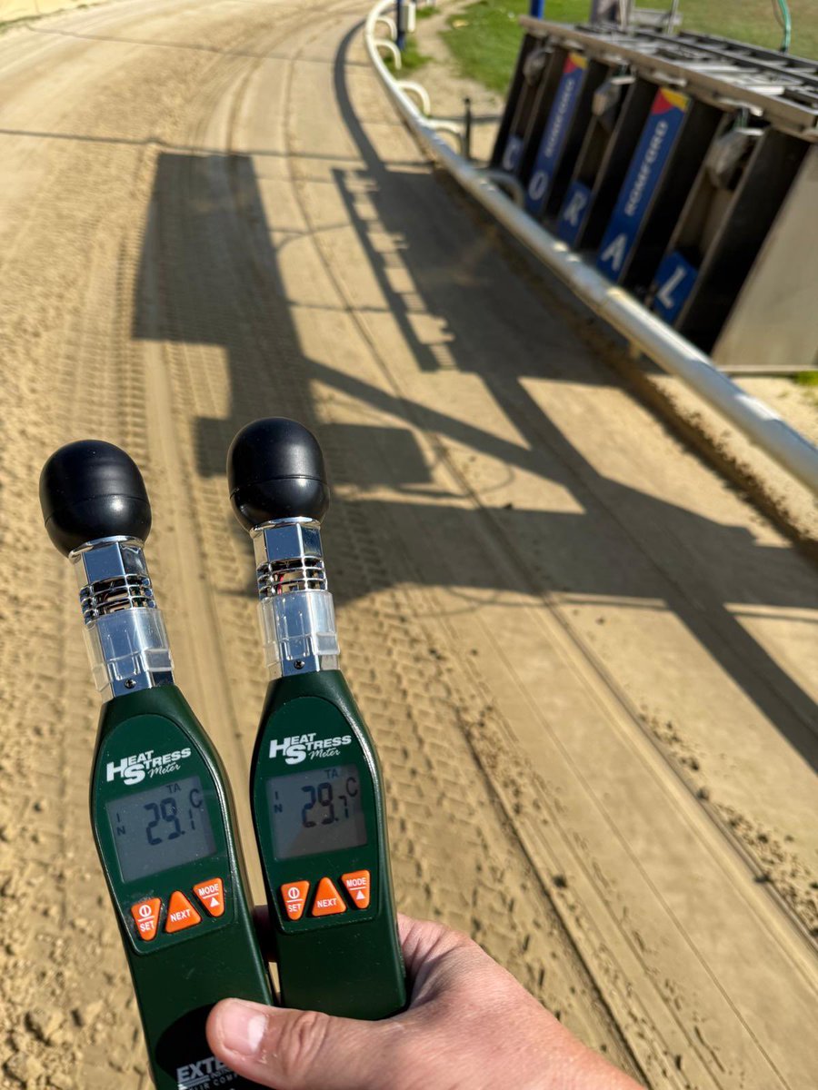 ❌ RACING CANCELLED TODAY ❌

Due to the excessive heat the decision has been made to cancel racing today in the interest of greyhound welfare.🐾

Photo shows the readings at almost 30° by the 400 traps at 9:45 this morning.☀️