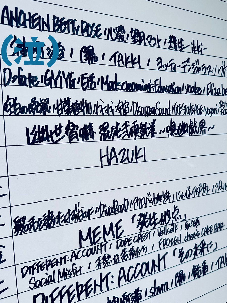 こういう形ではあるけれども、自分のバンドといつも聴いてるアーティストの名前が1枚の画像に収まっているの嬉しすぎる、、、

引用失礼します、、、嬉しすぎるので、、、すみません、、、