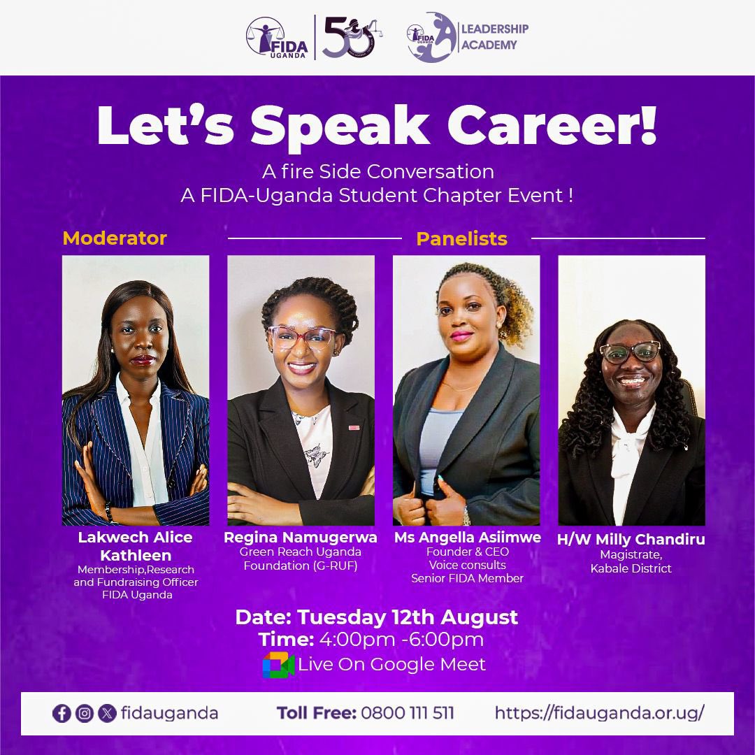 Regina Namugerwa👑 (@reginanamugerw2) on Twitter photo On this #InternationalYouthDay2025, I am honored to have a conversation with the members of <a href="/FIDA_Uganda/">FIDA Uganda</a>’s student Chapters, alongside Ladies that have made it big in their careers.
I look forward to sharing my experience with fellow youth looking to become change makers. On this #InternationalYouthDay2025, I am honored to have a conversation with the members of <a href="/FIDA_Uganda/">FIDA Uganda</a>’s student Chapters, alongside Ladies that have made it big in their careers.
I look forward to sharing my experience with fellow youth looking to become change makers.