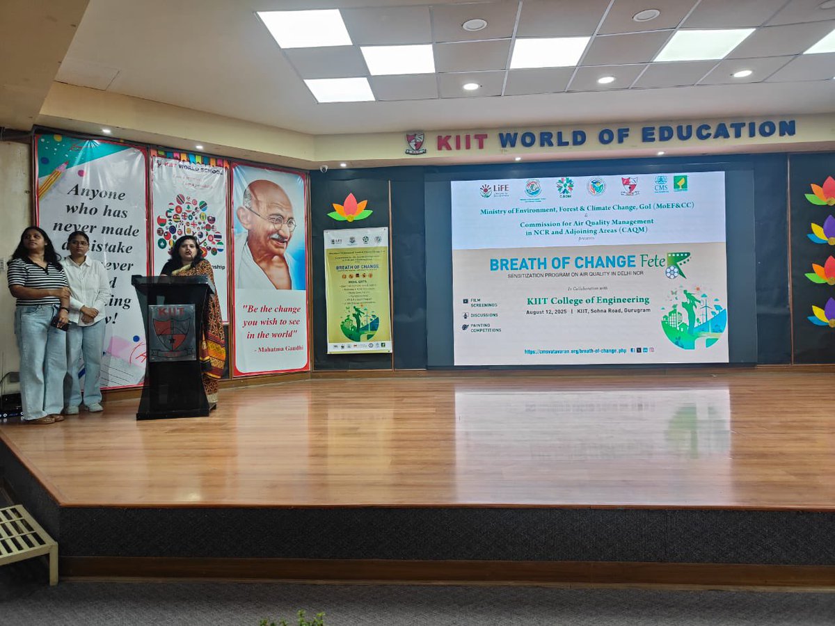 CMS VATAVARAN (@cmsvatavaran) on Twitter photo Today, the #BreathofChange Fete is live at <a href="/GurgaonKIIT/">KIIT Gurgaon</a>! Organised by <a href="/moefcc/">MoEF&CC</a> & <a href="/CAQM_Official/">Commission for Air Quality Management</a> through #CMSVATAVARAN is raising awareness on #AirQuality in #DelhiNCR.
<a href="/pnvcms/">pn vasanti</a> <a href="/SulabhIntl/">Sulabh International Social Service Organisation</a> <a href="/WWFINDIA/">WWF-India</a> <a href="/teriin/">TERI</a> <a href="/PIB_India/">PIB India</a> <a href="/CPCB_OFFICIAL/">Central Pollution Control Board</a> <a href="/IUCN/">IUCN</a> <a href="/sabyesachi/">Sabyesachi Bharti</a>
#VayuMitra #cleanair Today, the #BreathofChange Fete is live at <a href="/GurgaonKIIT/">KIIT Gurgaon</a>! Organised by <a href="/moefcc/">MoEF&CC</a> & <a href="/CAQM_Official/">Commission for Air Quality Management</a> through #CMSVATAVARAN is raising awareness on #AirQuality in #DelhiNCR.
<a href="/pnvcms/">pn vasanti</a> <a href="/SulabhIntl/">Sulabh International Social Service Organisation</a> <a href="/WWFINDIA/">WWF-India</a> <a href="/teriin/">TERI</a> <a href="/PIB_India/">PIB India</a> <a href="/CPCB_OFFICIAL/">Central Pollution Control Board</a> <a href="/IUCN/">IUCN</a> <a href="/sabyesachi/">Sabyesachi Bharti</a>
#VayuMitra #cleanair