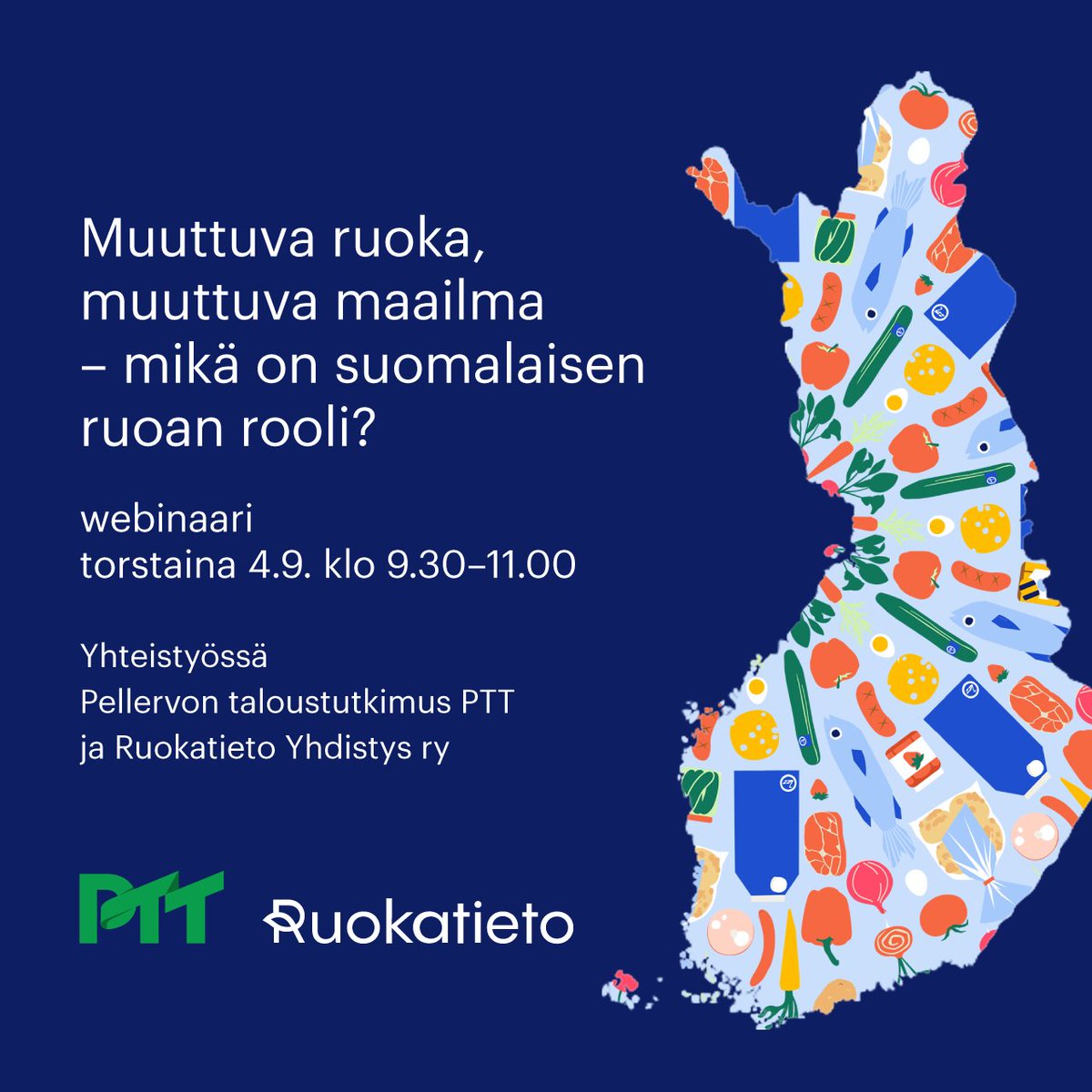 PTT (@pttfi) on Twitter photo Tervetuloa PTT & <a href="/Ruokatieto/">Ruokatieto Yhdistys ry</a> webinaariin Suomalaisen ruoan päivänä 4.9.!
Miten ruoan kulutus kehittyy globaalisti, EU:ssa ja Suomessa – ja mitä se tarkoittaa suomalaisen ruoan näkökulmasta?
Ilmoittaudu mukaan täällä: ptt.fi/webinaari-suom… Tervetuloa PTT & <a href="/Ruokatieto/">Ruokatieto Yhdistys ry</a> webinaariin Suomalaisen ruoan päivänä 4.9.!
Miten ruoan kulutus kehittyy globaalisti, EU:ssa ja Suomessa – ja mitä se tarkoittaa suomalaisen ruoan näkökulmasta?
Ilmoittaudu mukaan täällä: ptt.fi/webinaari-suom…