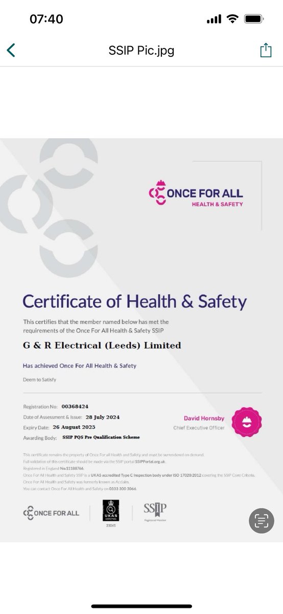 Another year and another construction line &amp; Chas renewal. Our thanks go ahead to <a href="/be_Accredited/">beAccredited</a> for this assistance in securing them again. Our aim as always is to be compliant in all aspects but more so in health and safety #constructioline #chas #gandrelectrical