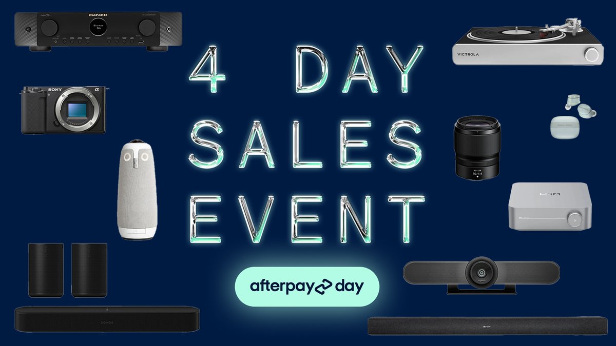 Fantastic savings on cameras, home theatre, hifi, premium audio + more for Afterpay Day! Great deals instore and online for 4 days only.

Shop: bit.ly/41vUJ8a
Stores: bit.ly/3DJ159a

#afterpayday #techsale