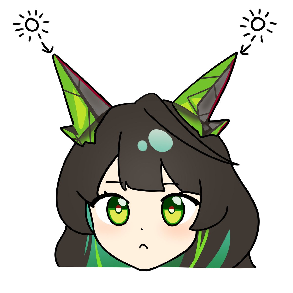 经人指点后发现m3头上的结晶不管绿的还是黑的都是能透光的，可以透过结晶看见头发边缘，好萌好萌🥺