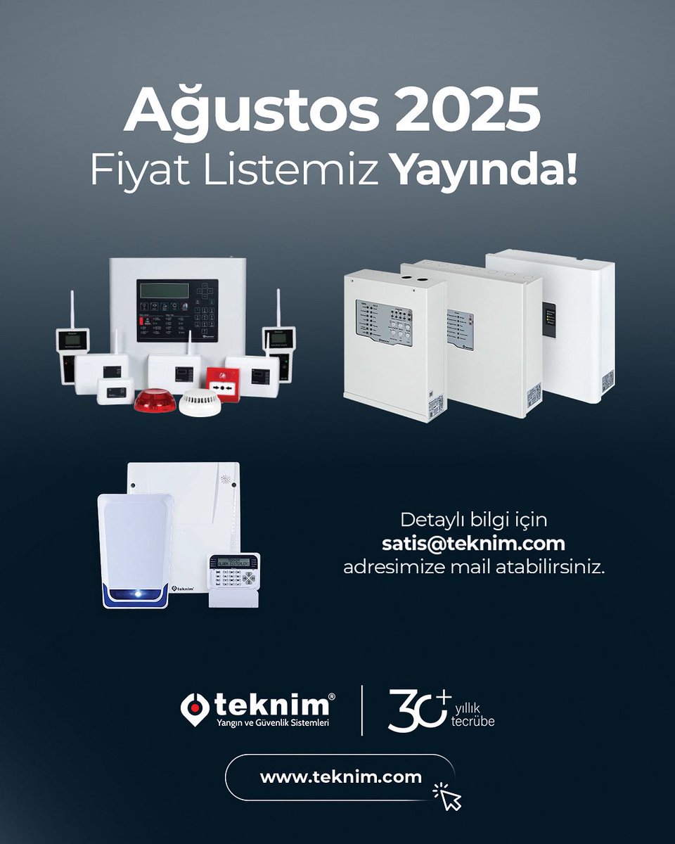 Teknim's tweet image. 📣 Fiyat listemiz yenilendi.
💻 Detaylı bilgi için satis@teknim.com adresimize mail atabilirsiniz.

#teknim #fiyatlistesi #adresliyangınalgılamasistemi #konvansiyonelyangınalarmsistemleri #kablosuzyangınalarm #hırsızalarm