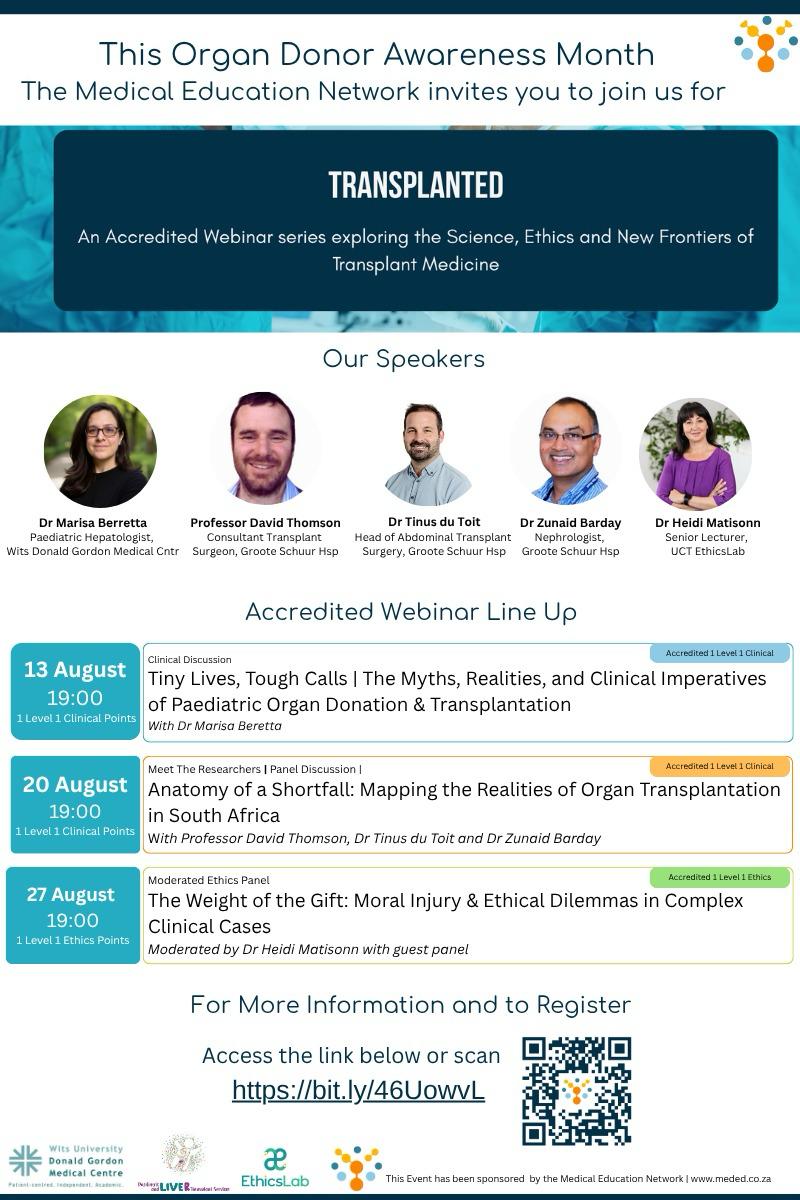 Hey SAPA community! Lets join this webinar and show our support to the transplant community and the important work that they do!