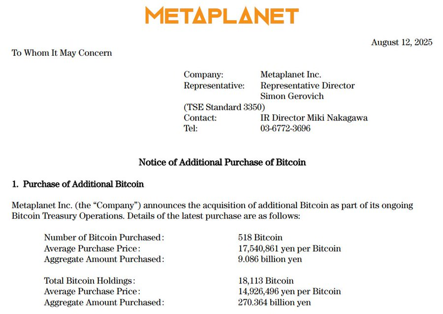 onchain_wire's tweet photo. 🇯🇵 JUST IN: Metaplanet scoops up 518 $BTC worth $61.4M, boosting total holdings to a massive 18,113 BTC! 🐳💰
The Bitcoin accumulation game is getting serious. 🚀

#Bitcoin #Onchainwire https://t.co/YCHkvgefUW