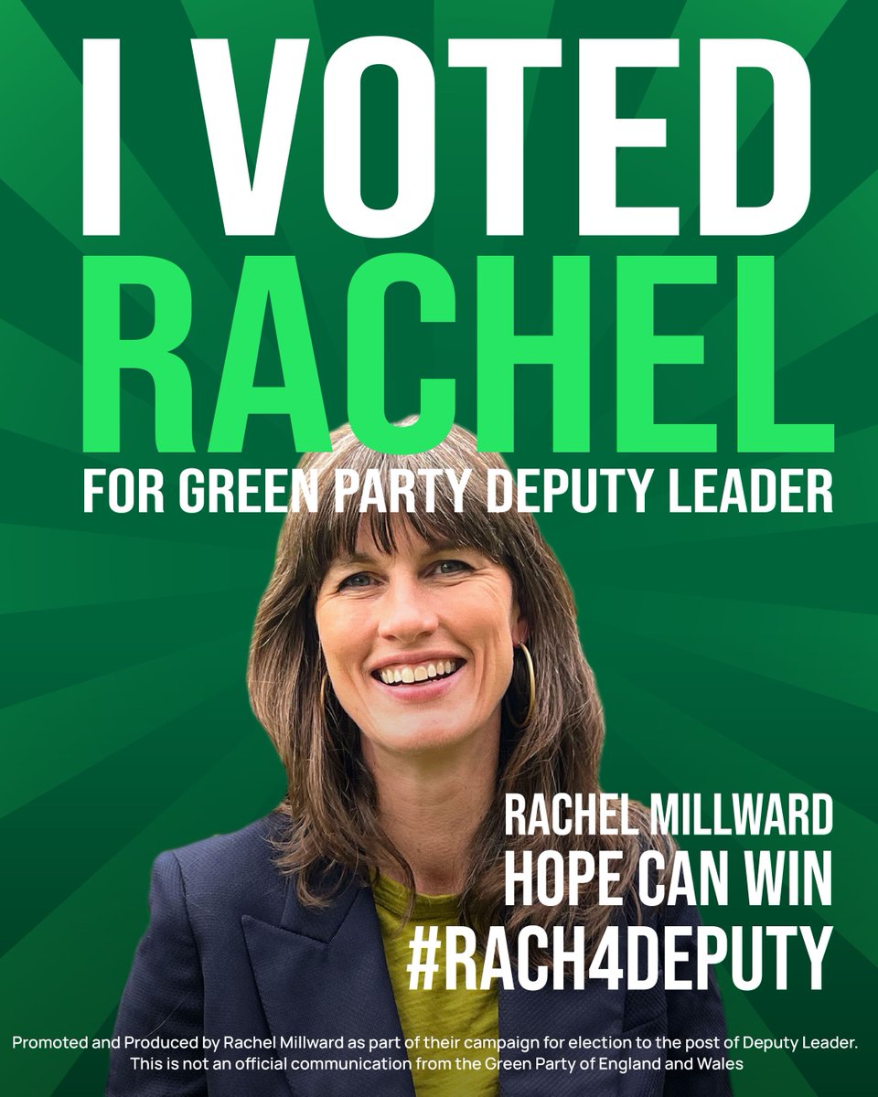 rachelmillward's tweet photo. Have you voted #Rach4Deputy? Then spread the word! 
Let's get this graphic all over social media so all your followers know you chose to #RankRachel1st 💚 https://t.co/sUKl7AkTi5