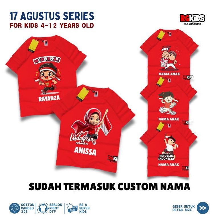 Cek RGKids [ GRATIS NAMA ] Kaos Anak Kemerdekaan 17 Agustus Indonesia 4-12 Tahun Sablon Print DTF Custom Dapatkan di Shopee sekarang! 
id.shp.ee/hpshi2q?smtt=0…
