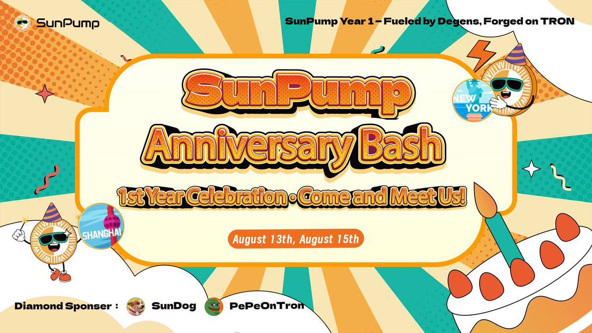 SunPump Turns 1 From Chain to Cheers, It’s Time to Celebrate Together 🌟

Come celebrate 1 year of memes, fun &amp; TRON Eco love with us❤️
.#SunPumpTurns1

A year ago, SunPump started as a wild spark in the TRON ecosystem a playground for memes, community hype, and fearless