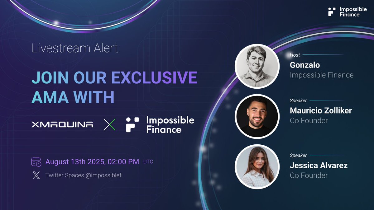 Impossible Finance (@impossiblefi) on Twitter photo ๐๏ธ Livestream Alert: XMAQUINA x Impossible Finance
Join our exclusive AMA with <a href="/xmaquina/">XMAQUINA</a> and <a href="/impossiblefi/">Impossible Finance</a> to explore the $DEUS ecosystem.
๐$500 $USDT in prizes - $100 $USDT each for 5 winners!
To enter:
1๏ธโฃ Repost this tweet
2๏ธโฃ Ask your best question below
3๏ธโฃ Join the ๐๏ธ Livestream Alert: XMAQUINA x Impossible Finance
Join our exclusive AMA with <a href="/xmaquina/">XMAQUINA</a> and <a href="/impossiblefi/">Impossible Finance</a> to explore the $DEUS ecosystem.
๐$500 $USDT in prizes - $100 $USDT each for 5 winners!
To enter:
1๏ธโฃ Repost this tweet
2๏ธโฃ Ask your best question below
3๏ธโฃ Join the