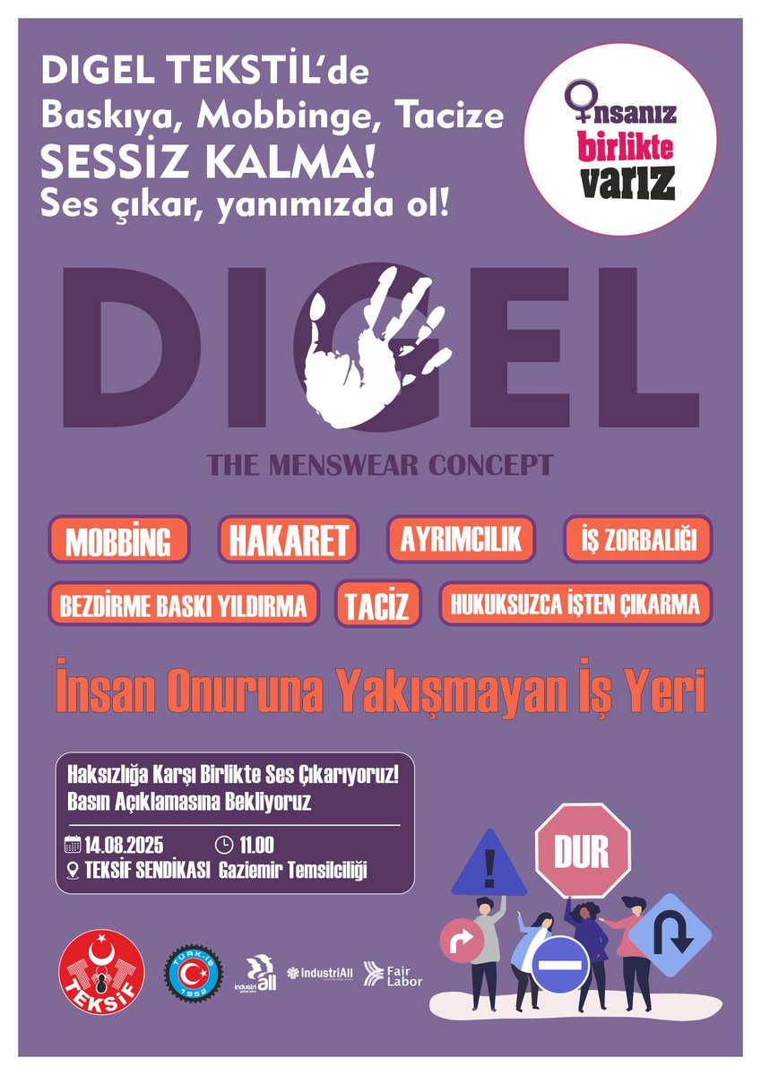 TeksifSen's tweet photo. YHAKSIZLIĞA VE HUKUKSUZLUĞA KARŞI DİGEL TEKSTİL İŞÇİLERİNİN YANINDAYIZ!
#Digel #hugoboss #royrobson #fairlabor #industriAll #IGMetal #teksifsendikası #ekmekbarışözgürlük #sendikalhaklar
Yaşasın örgütlü mücadelemiz! Yaşasın emek, onur ve dayanışma! https://t.co/opNhyQkPIJ