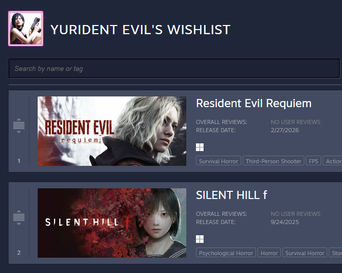 lesbiaeons's tweet photo. sometimes i click on my steam wishlist and stare at these two just to feel something https://t.co/52S1IOVMiA