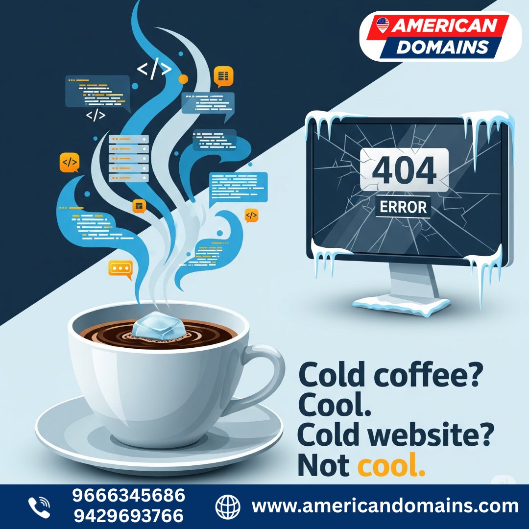 DomainsAme85783's tweet image. 🥶 Cold coffee? Cool. Cold website? Not cool.
Don’t let downtime freeze your business.
With American Domains, keep your site fast, secure
📞 +91 9429693766 | +91 9666345686
🌍 americandomains.com
#AmericanDomains #WebsiteUptime #WebHosting #AlwaysOnline #FastSecureReliable