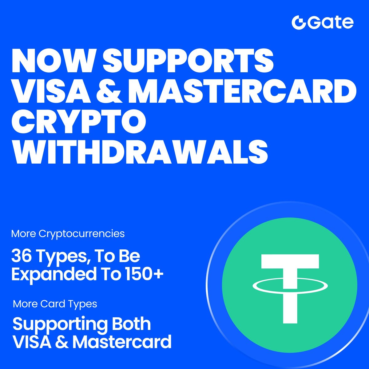 Experience seamless crypto withdrawals with Gate! As one of the first to  launch this service back in 2023, Gate now lets you convert $USDT & more  into 36 fiat currencies and cash