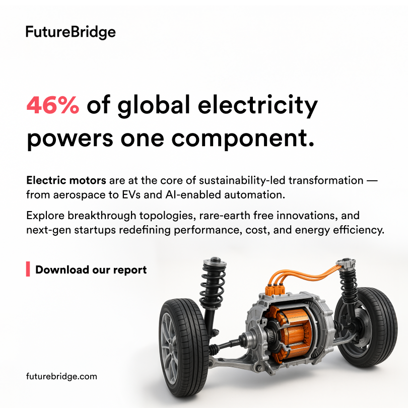 TheFutureBridge's tweet photo. Our report explores how new motor technologies from axial flux to electrostatic designs are reshaping performance, cost, and sustainability across EVs, aerospace, and industrial systems.

🔹 98% peak efficiency with new topologies
🔹 90% less copper with electrostatic motors
🔹 Tesla, BMW & DeepDrive lead the shift with smarter designs
🔹 China’s export dip is redrawing the supply chain map

Download the full report to stay ahead: https://t.co/9Y35wv4wT6

#ElectricMotors #Electrification #SustainableTech #EVInnovation #IndustrialEfficiency #FutureBridge
