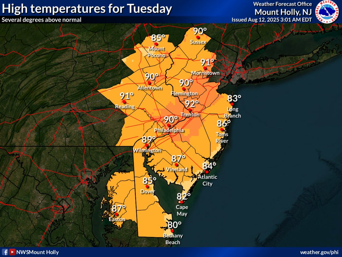 After some patchy morning fog, a sunny day is expected. These forecast high temps are a little above normal. ☀️