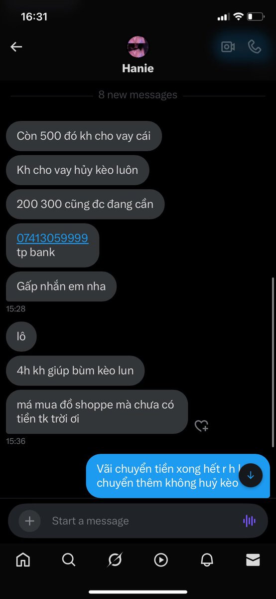 Wilpham19's tweet photo. Anh em nhớ né vội tụi này nếu không muốn bị mất tiền N G U nhu minh
Bank nó là Vo Thanh Nhan https://t.co/Z7UvSbTg16
